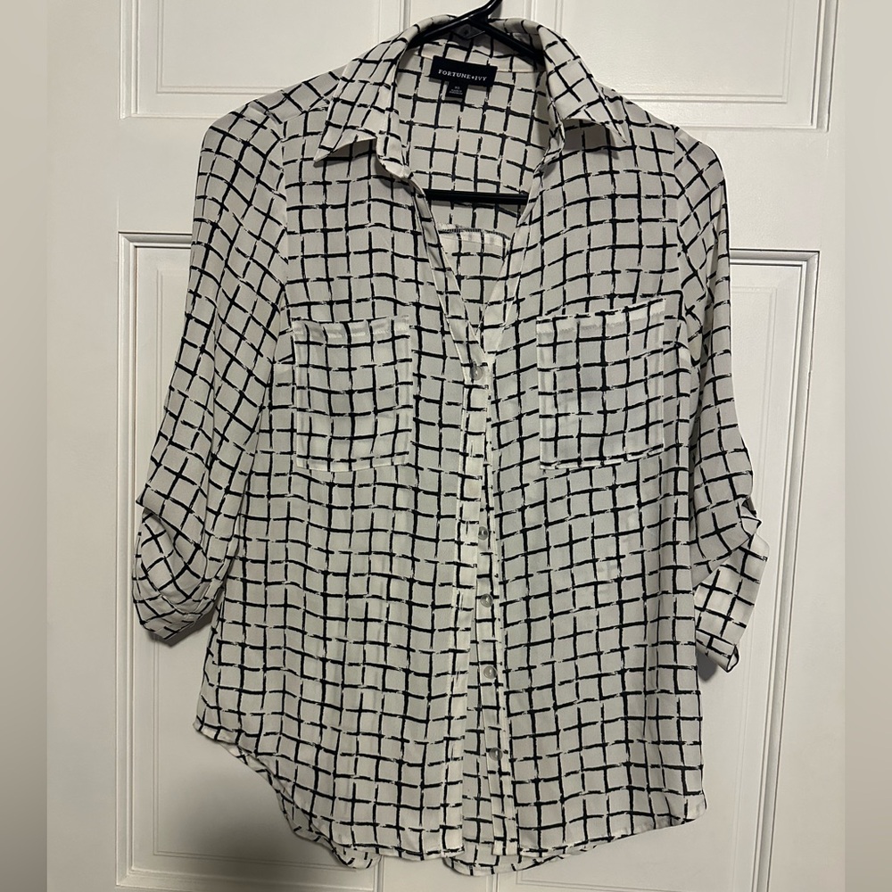 Stylish Grid Pattern Button Down Shirt - image 1